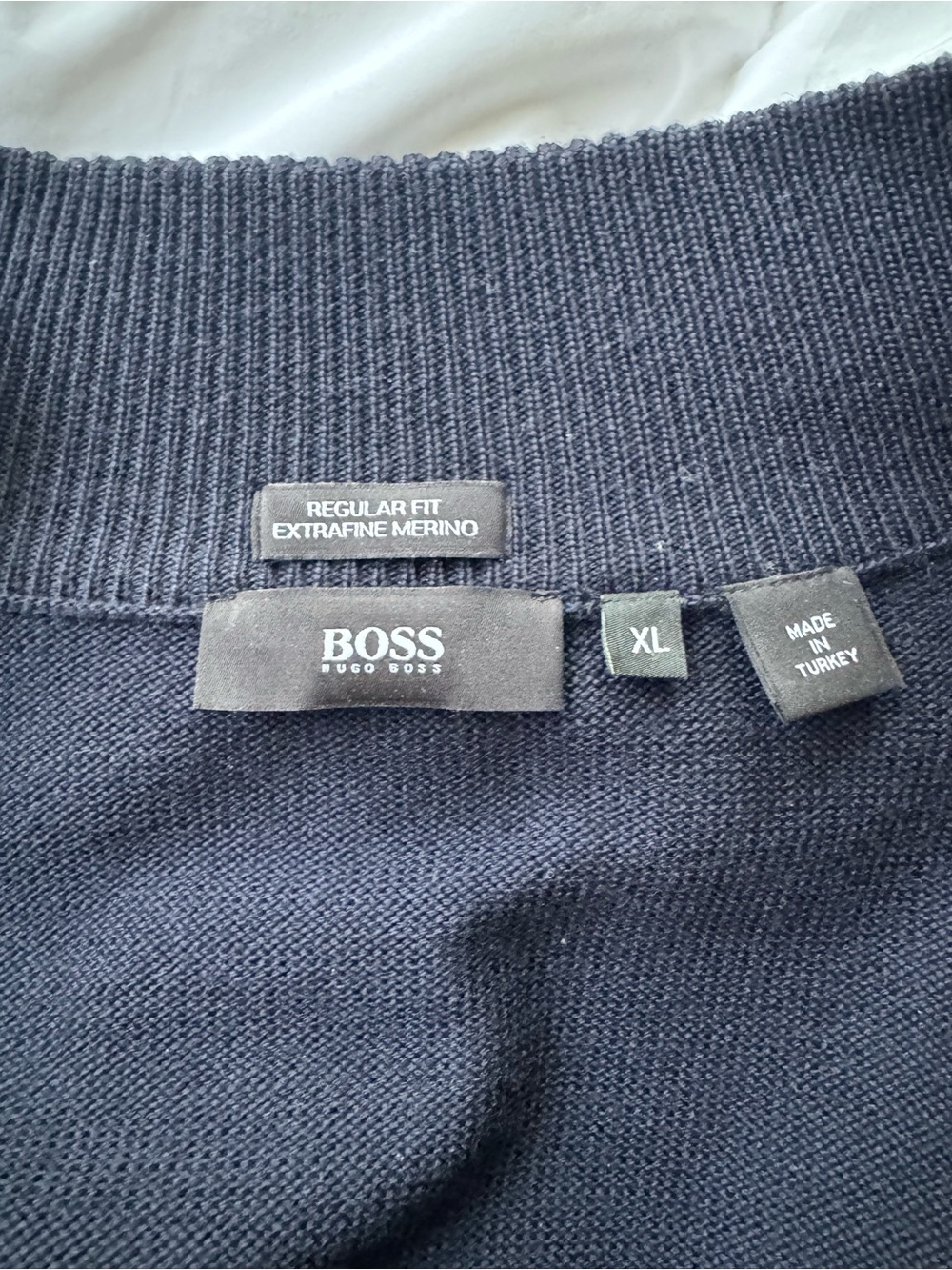 BOSS By Hugo Boss Men's Navy Full-Zip Merino Wool Regular Fit Light Sweater - Picture 3 of 8